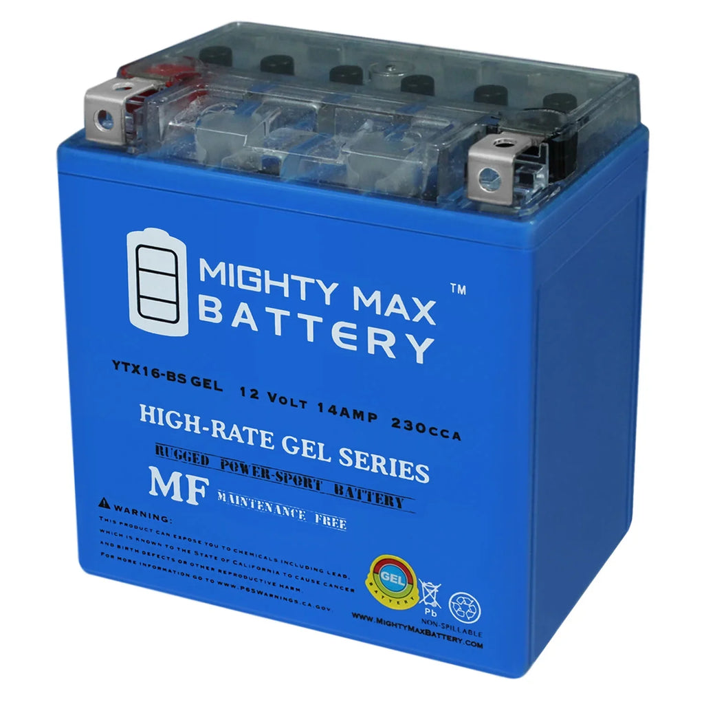 YTX16-BSize GEL Battery Replaces Honda TRX 450 Rubicon Foreman Rancher
