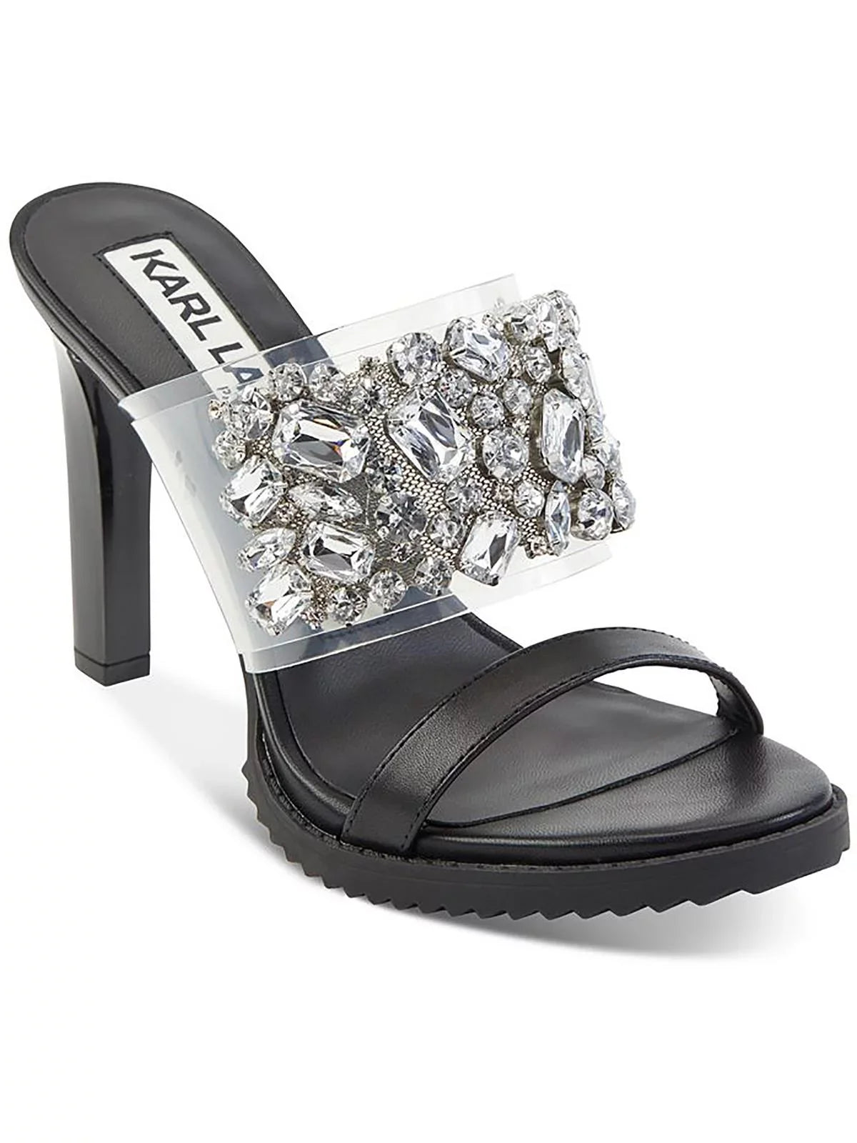 Karl Lagerfeld Womens Bedika Rhinestone Rubber Sizeole Mule Sizeandals