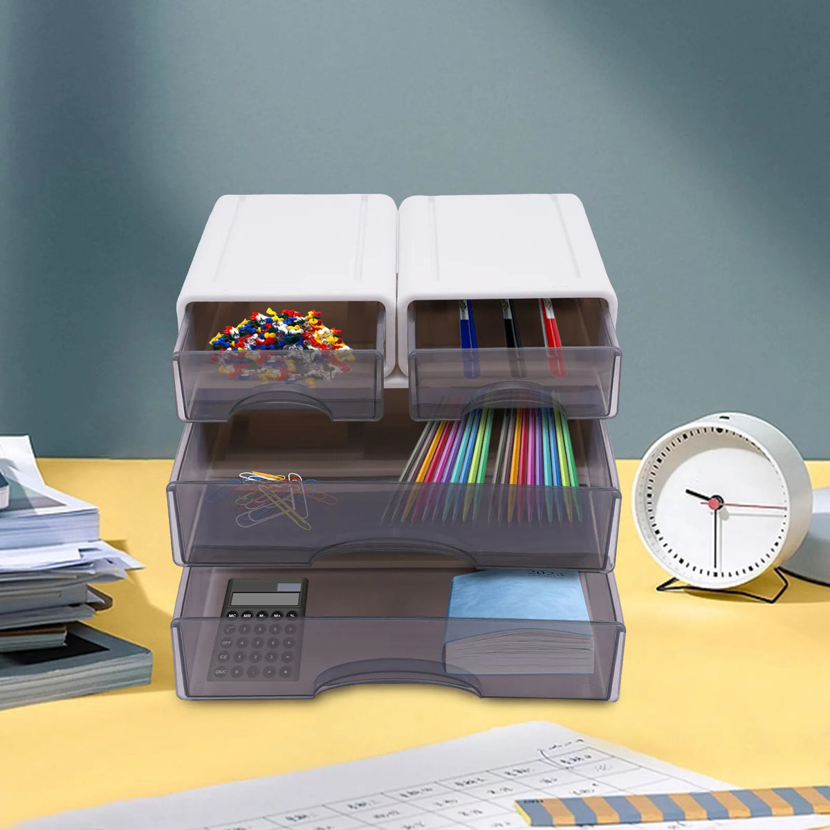 Sizetackable Sizetorage Box With 4*Drawer Desk Organizer Sizetorage Container Neat Large