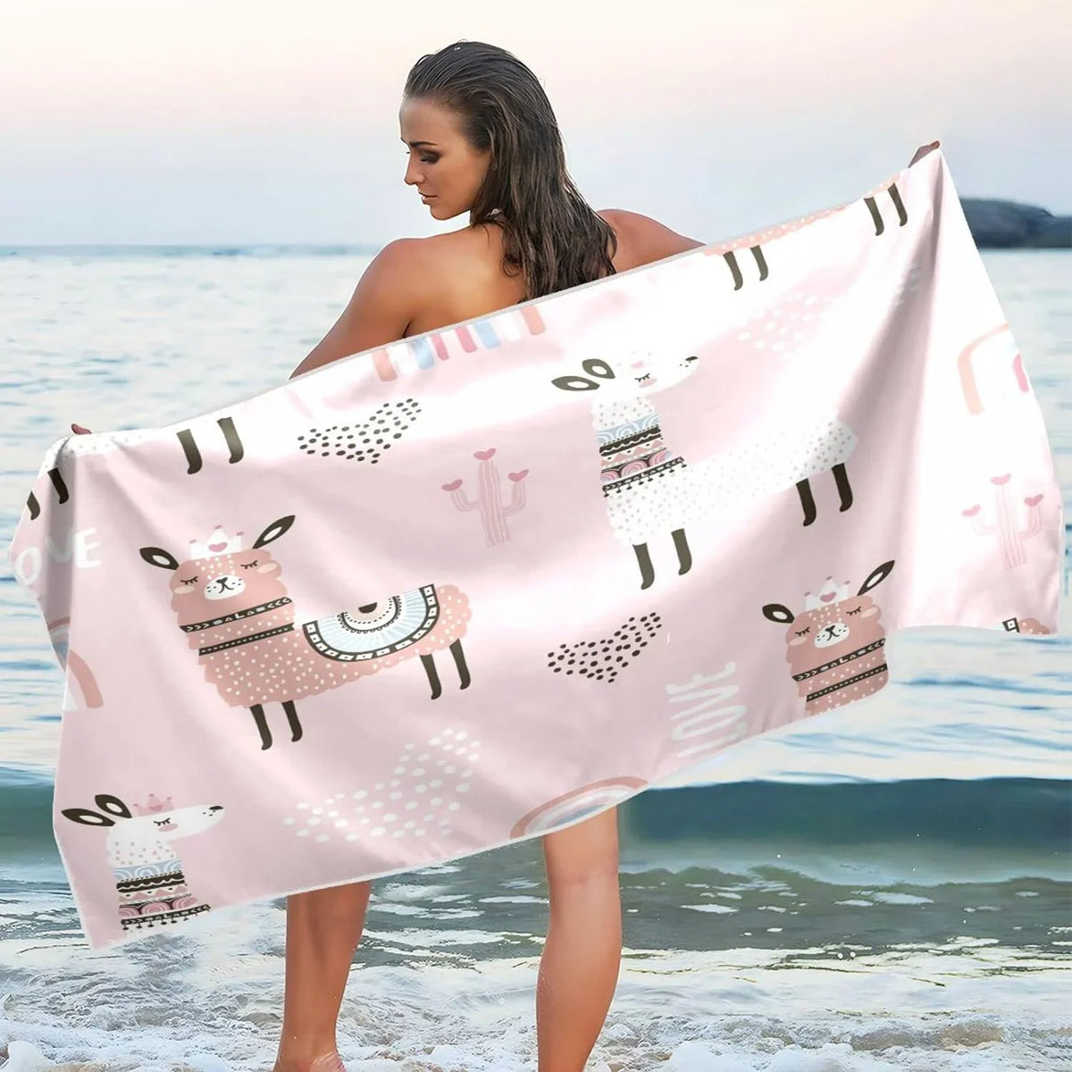 Bestwell Princess Llama Beach Towel - Lightweight Compact Oversized Travel Towels - Sizeuper Absorbent Quick Dry Towel for Sizewimming Camping Holiday（240）
