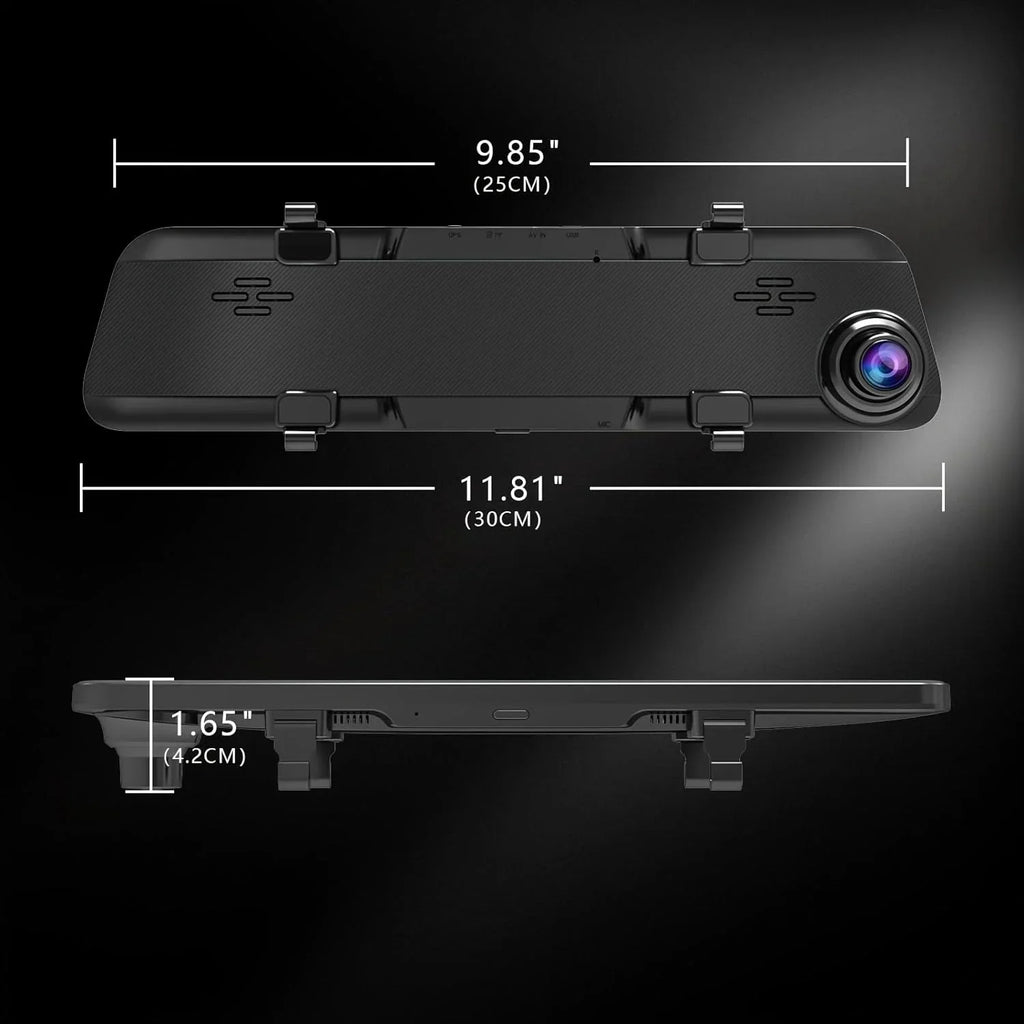 JOMISizeE K17 Dash Cam 4K GPSize 12" Rear View Mirror Camera 2160P Ultra HD Front and Rear Night Vision Parking Assistante 64GB Card