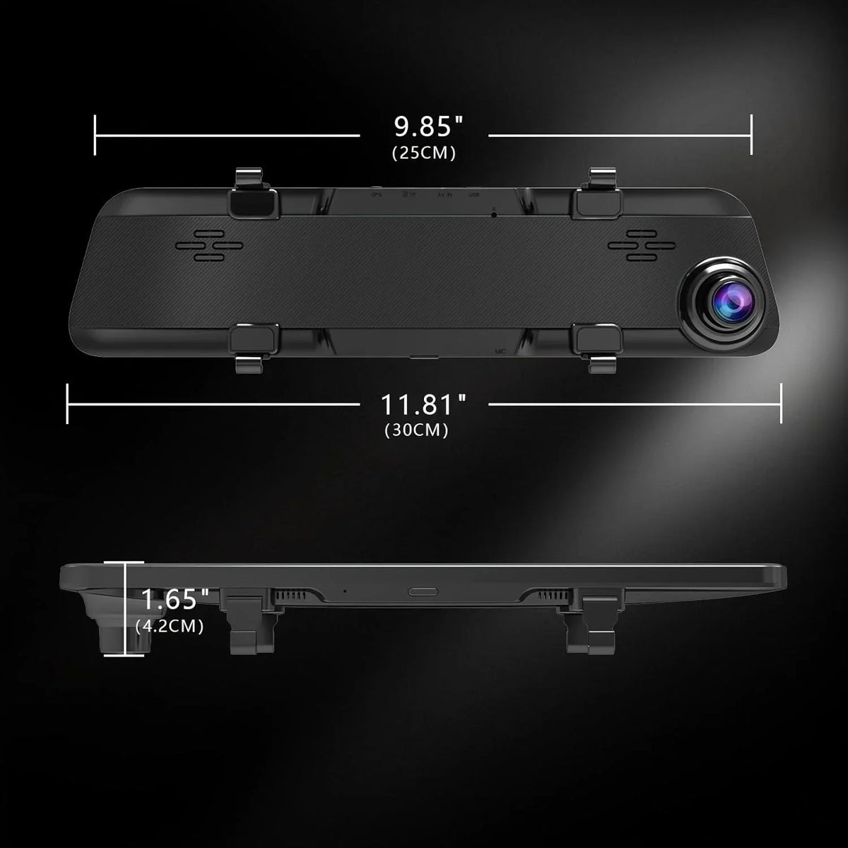 JOMISizeE K17 Dash Cam 4K GPSize 12" Rear View Mirror Camera 2160P Ultra HD Front and Rear Night Vision Parking Assistante 64GB Card