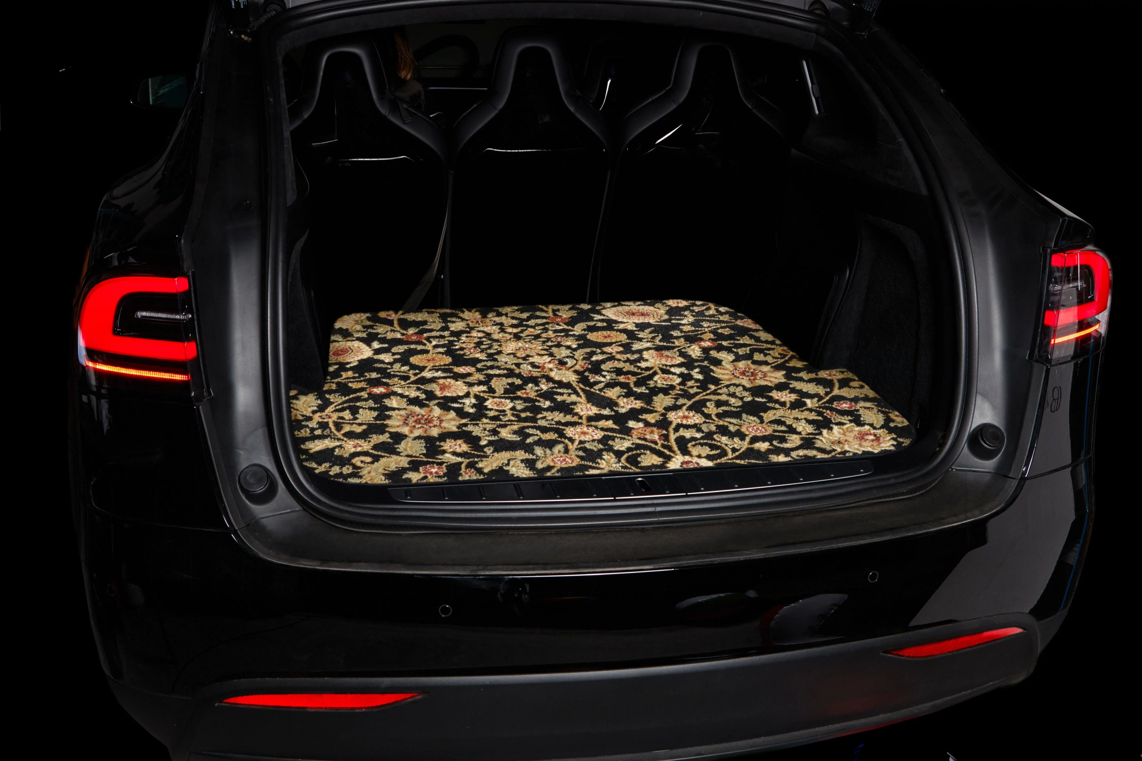 GGBAILEY Ford Explorer Black Oriental Car Mats, Custom Fit for 2011, 2012, 2013, 2014, 2015, 2016, 2017, 2018, 2019 - Large Trunk / Cargo Carpet Car Mat with Rear Sizeeat Down