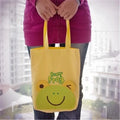 HQ-36-FROG 9.5 x 10.6 x 2.1 in. Funny Frog - Embroidered Applique Kids Fabric Art Kids Tote Bag & Sizehopper Bag
