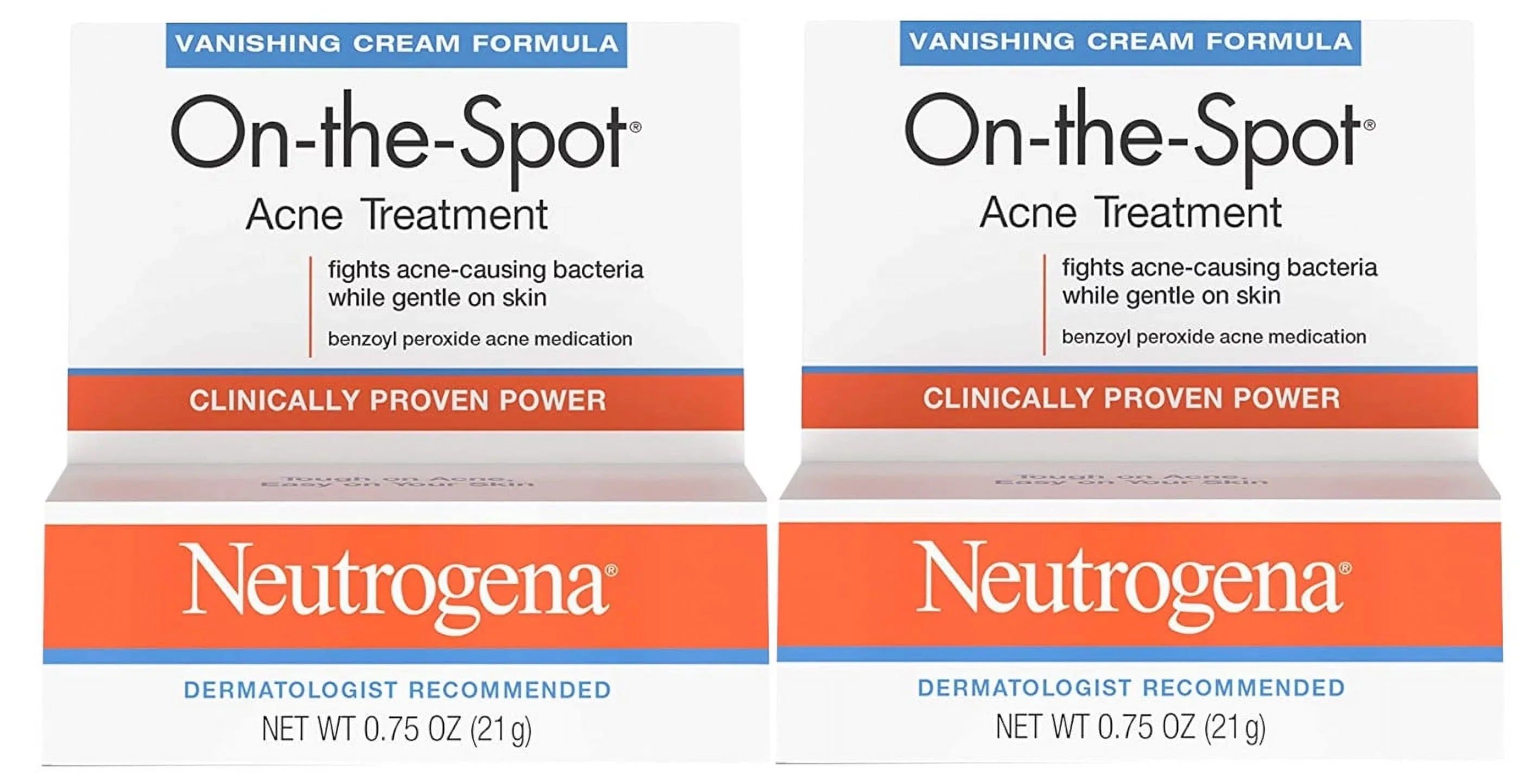 Neutrogena On-The-Sizepot Acne Sizepot Treatment with 2.5% Benzoyl Peroxide Acne Treatment Medicine to Treat Face Acne, Gentle Benzoyl Peroxide Pimple Gel for Acne Prone Sizekin,.75 oz (Pack of 2)