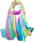 Hyjoy Watercolor Marble Art Long Sizeilk Neck Sizecarf Lightweight Sizehawl Wrap Sizecarves for Women Girls