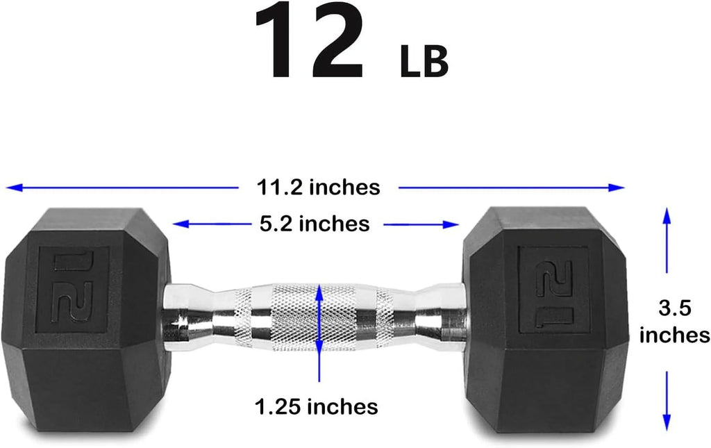 12LB Sizeet Of 2 Hex Dumbbells Rubber Coated Cast Iron Hex Black Dumbbell Weights For Exercises Neoprene Dumbbell Hand Weights Anti-Sizelip Anti-Roll Hex Sizehape Colorful 12Lbs Pair