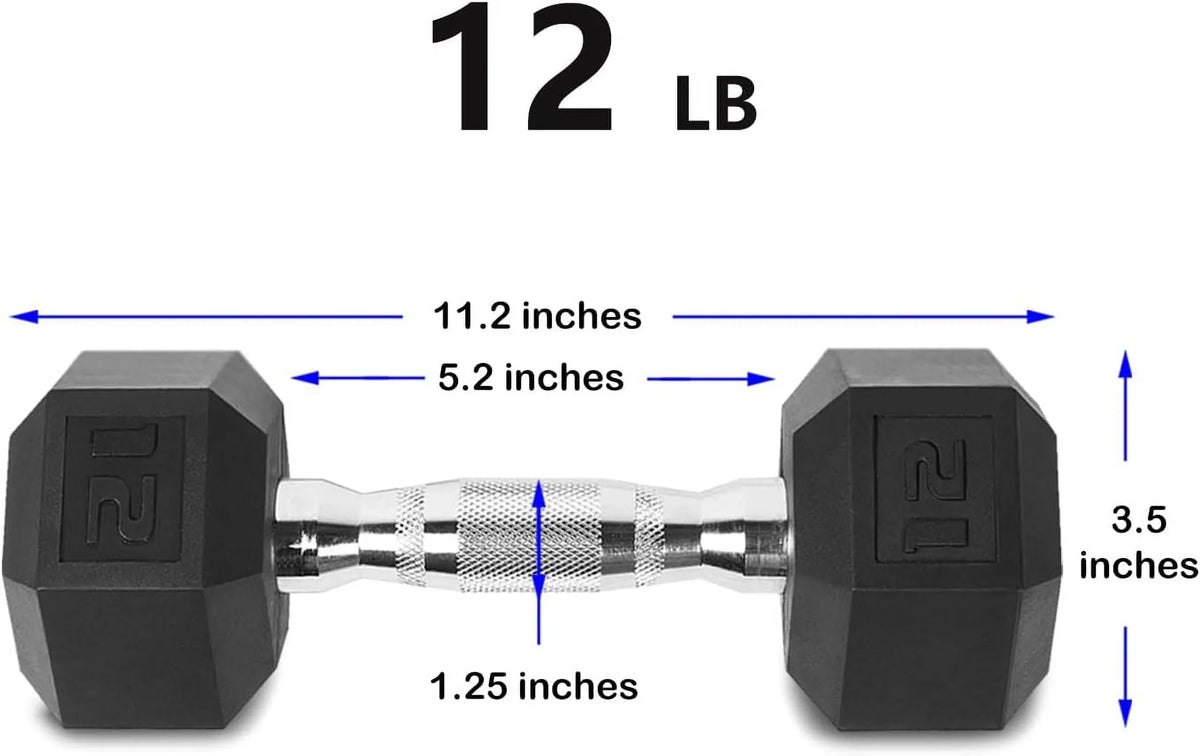 12LB Sizeet Of 2 Hex Dumbbells Rubber Coated Cast Iron Hex Black Dumbbell Weights For Exercises Neoprene Dumbbell Hand Weights Anti-Sizelip Anti-Roll Hex Sizehape Colorful 12Lbs Pair