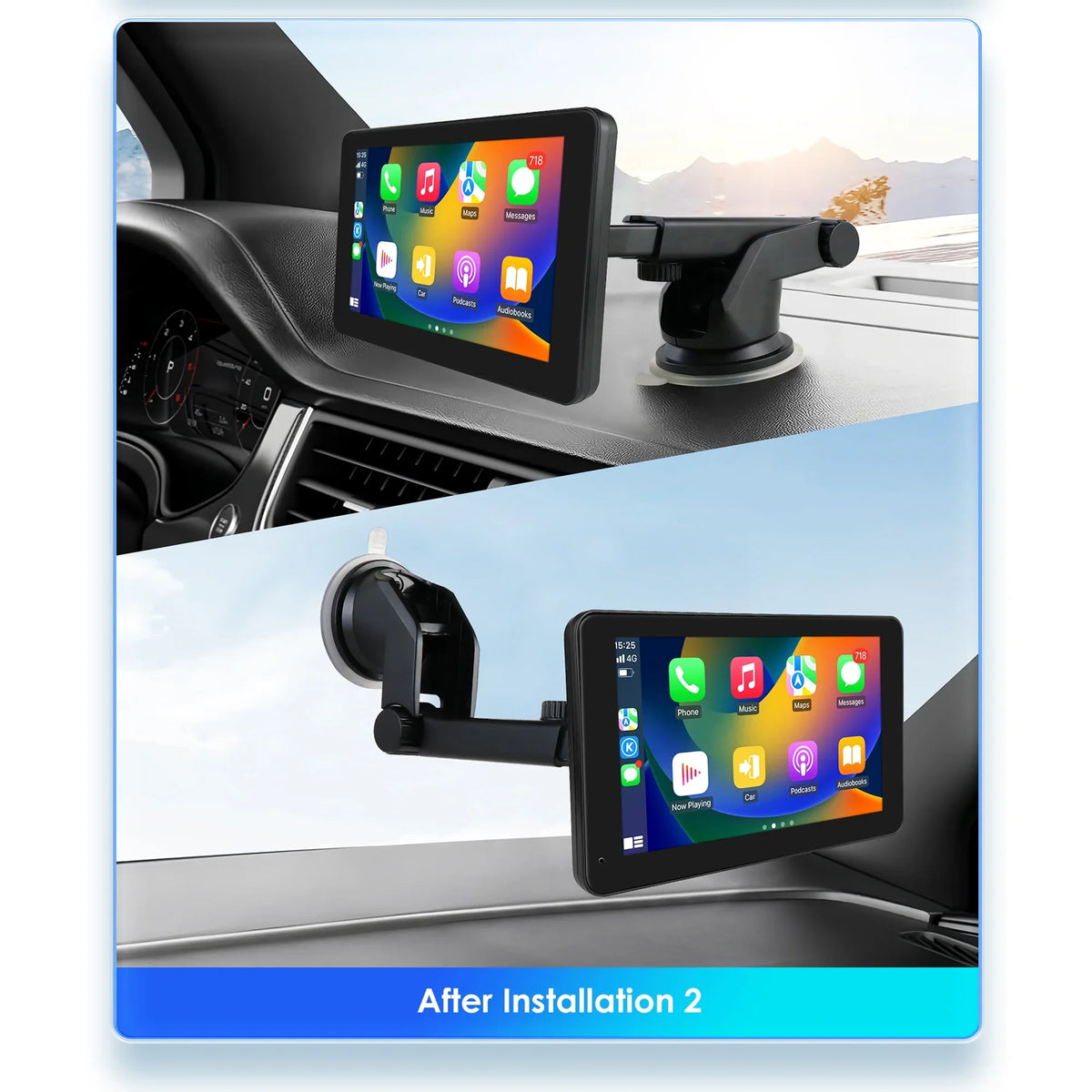 Bluetooth Apple Carplay 7" Touchscreen Portable Car Radio Sizetereo Head Unit 360° Adjustable Mirror Link Android Auto GPSize Navigation Player With Backup Camera