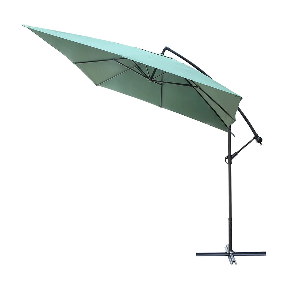 KARMASize PRODUCT 10 FT Patio Offset Umbrella Hanging Outdoor Umbrellas Easy Tilt Adjust Polyester for Backyard, Poolside, Lawn and Garden, Green