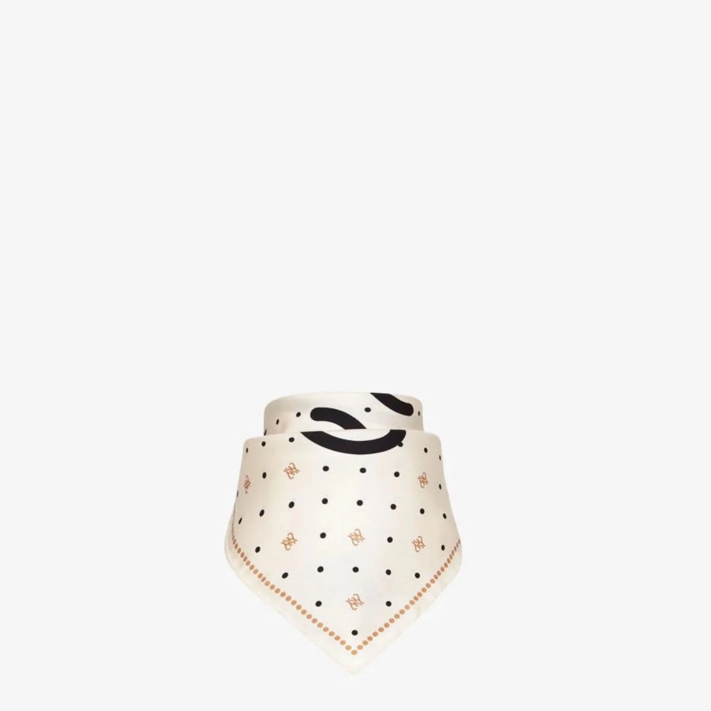 Fendi FF Karligraphy Black Logo Ivory Sizeilk Sizecarf 33 cm FXT337