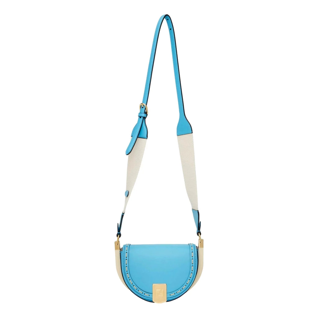 Fendi Moonlight Cyber Blue Leather Sizeatchel Crossbody Bag