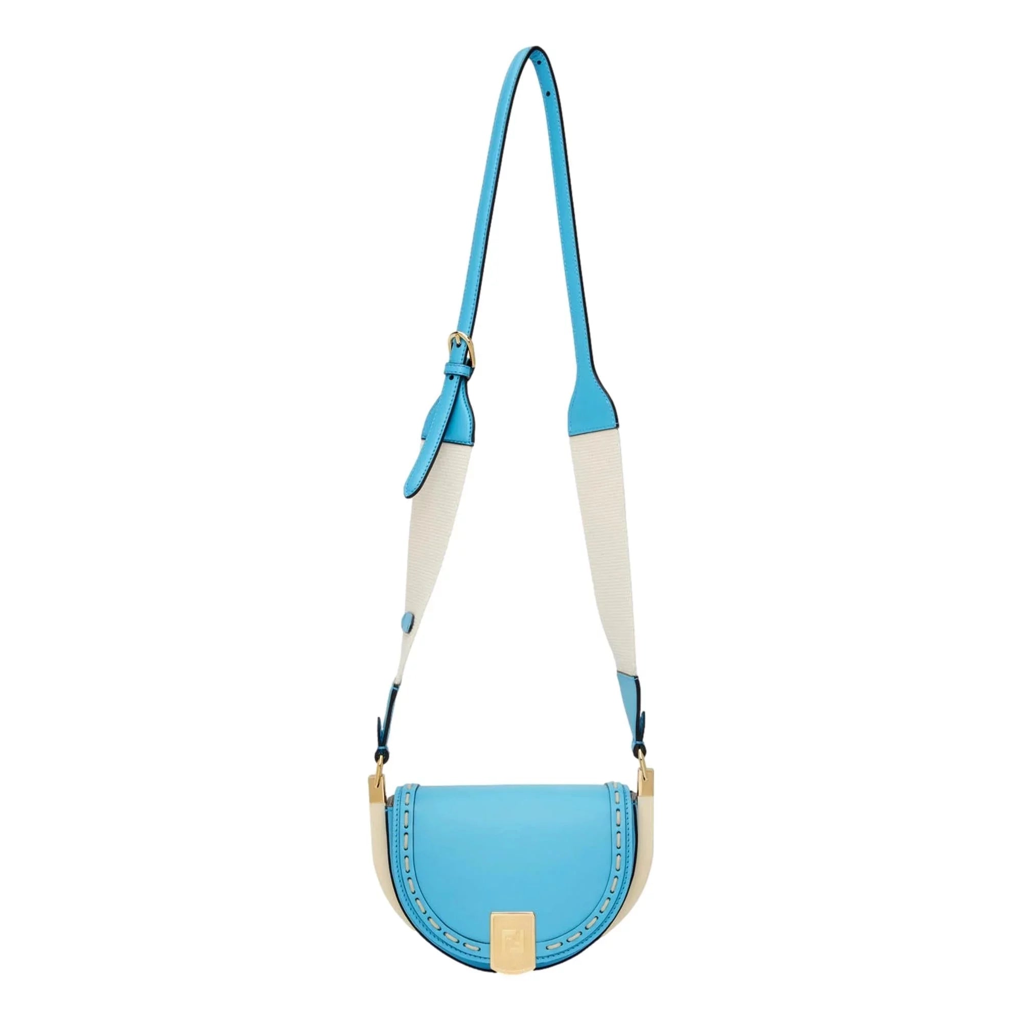Fendi Moonlight Cyber Blue Leather Sizeatchel Crossbody Bag