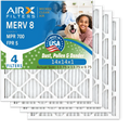 14x14x1 Air Filter MERV 8 Comparable to MPR 700 & FPR 5 Electrostatic Pleated Air Conditioner Filter 4 Pack HVAC AC Premium USizeA Made 14x14x1 Furnace Filters by AIRX FILTERSize WICKED CLEAN AIR.
