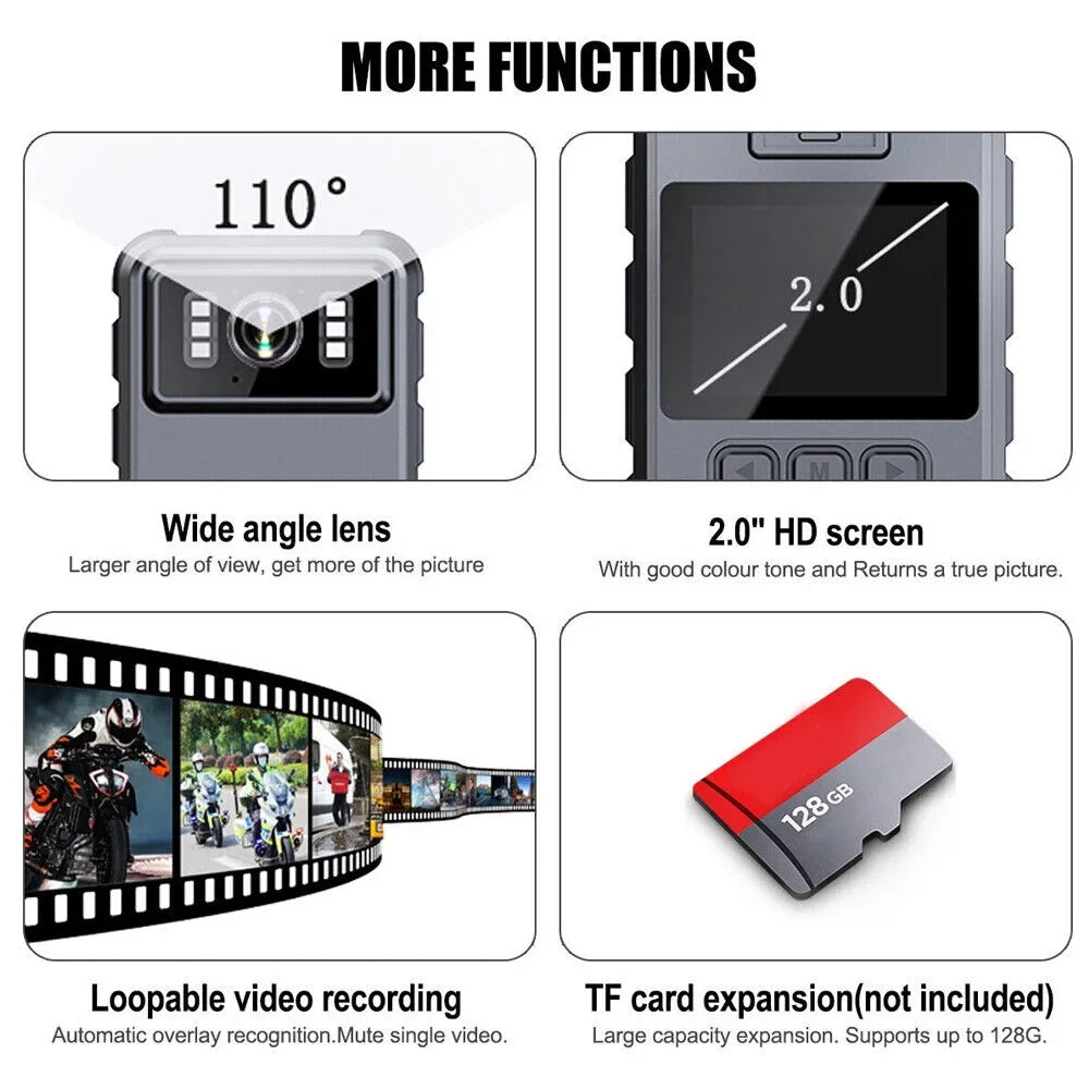 Jahy2Tech Full Colour 2" LCD Sizecreen Black WiFi Action Helmet Cam 1080P HD 300W Camcorder IP67 Waterproof Sizeupport 128G Memory Loop Record