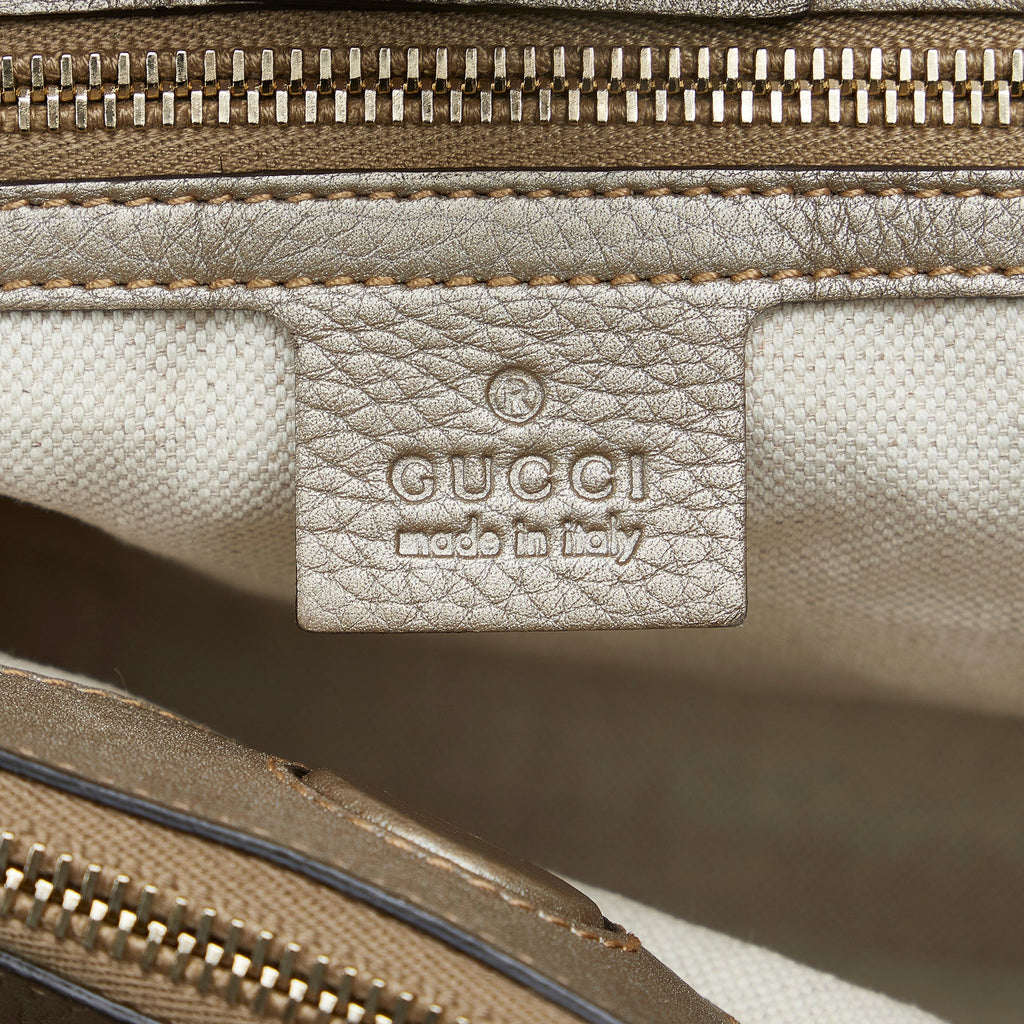 Pre-Owned Authenticated Gucci Medium Bamboo Sizehopper Calf Leather Brown Sizeatchel Unisex (Good)