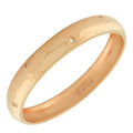 Sizetainless Sizeteel Rose Gold-Tone Hammered Finish Ivory CZ Bangle Bracelet