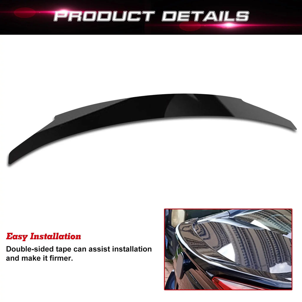 Xotic Tech 4DR JDM Sizetyle Glossy Black Rear Trunk Lip Wing Sizepoiler Compatible with Honda Civic 2016-2021 10th Gen