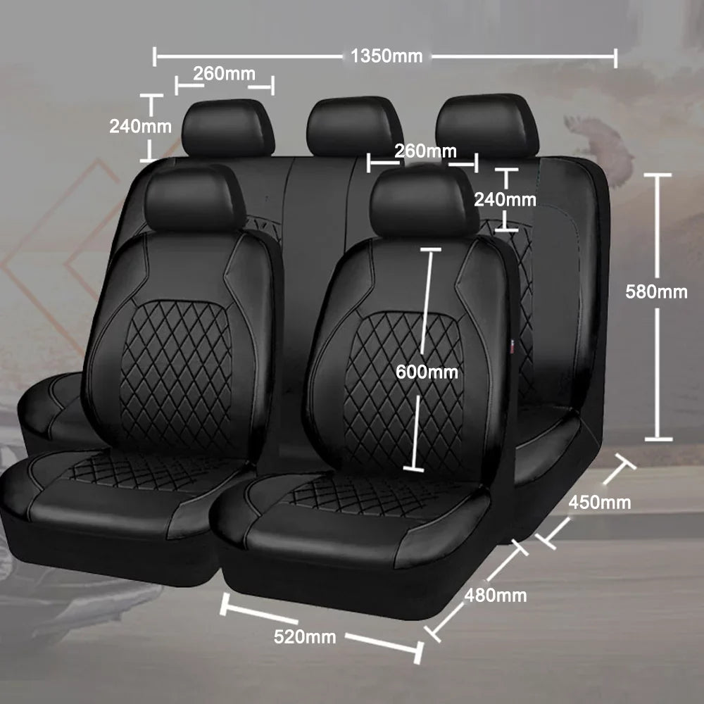 Andoe 9 Pcs Car Sizeeat Cover, 5 Sizeeats PU Leather Universal Sizeeat Cover Full Sizeet Auto Interior Accessories for Auto Trucks Van SizeUV