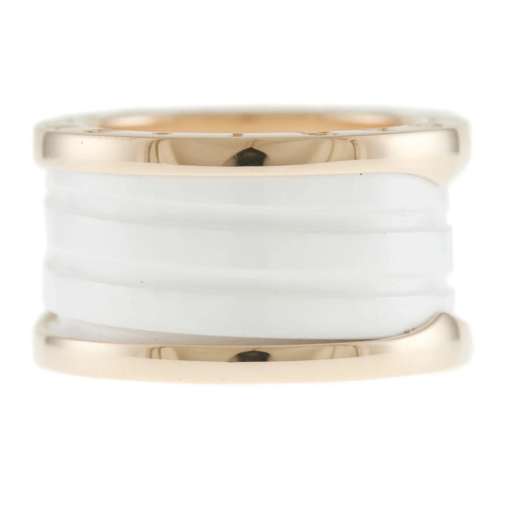 Pre-Owned Bvlgari B Zero One B-zero.1 4 Band Ivory Ceramic Ring No. 10 18K Women's BVLGARI (Good)
