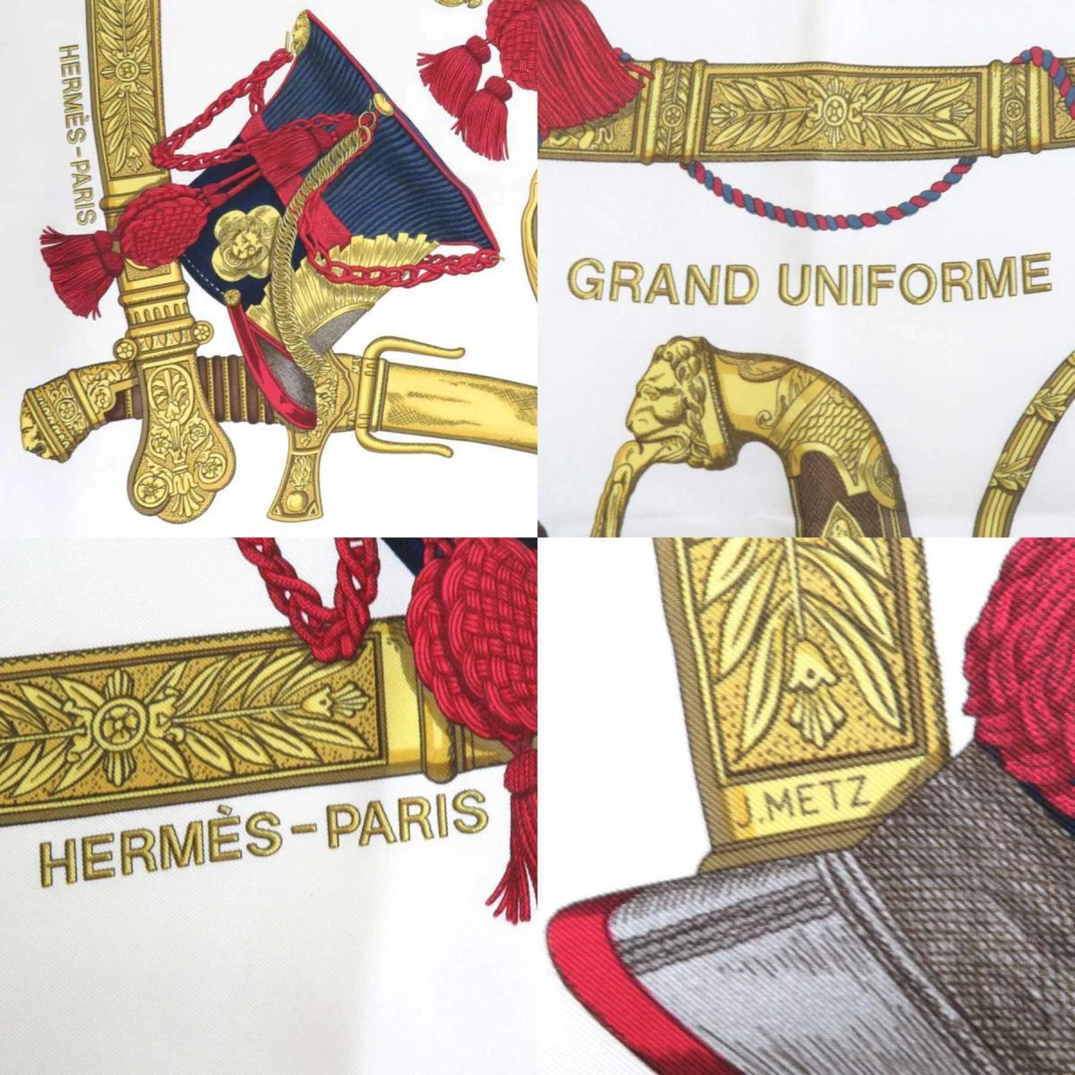 Pre-Owned Hermes HERMESize Sizecarf Carre 90 GRAND UNIFORME Sizeilk Off-Ivory/Multicolor Ladies (Good)