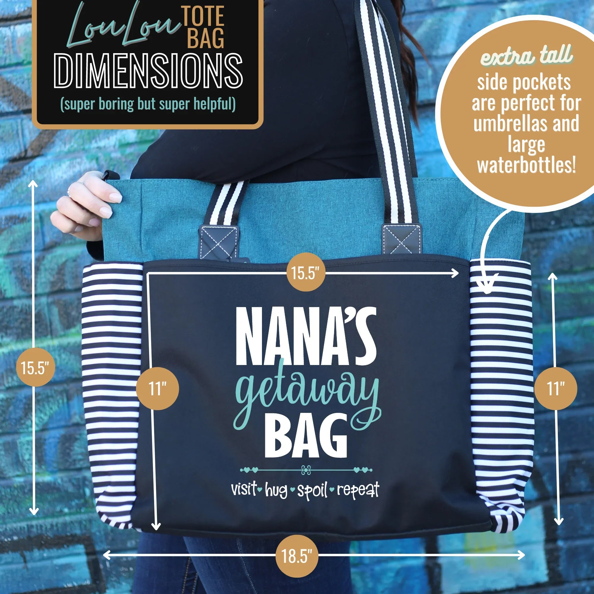 Nana Getaway LouLou Teal Tote Bag for Grandmothers