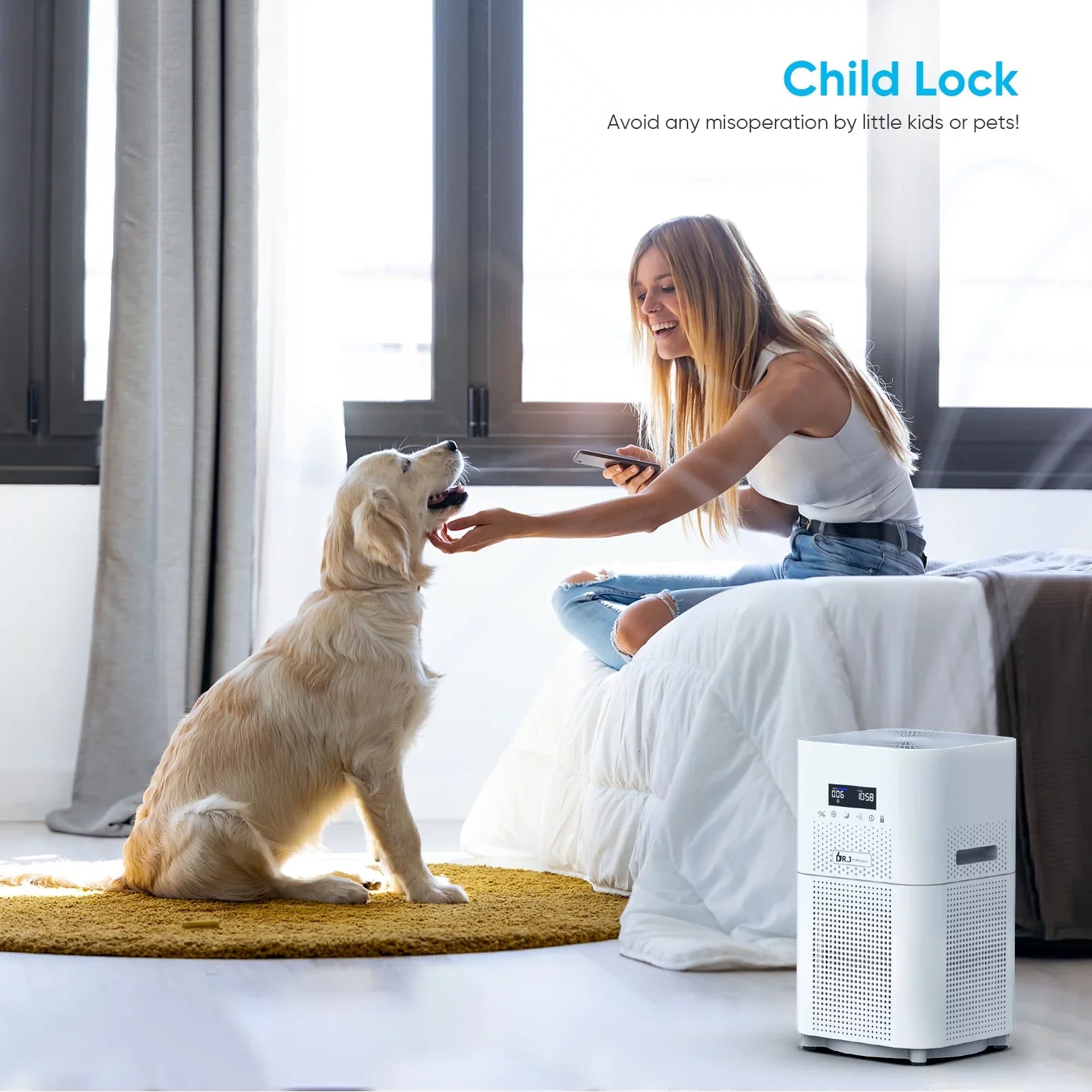 WiFi Air Purifier for Large Rooms, 1800 sq. ft H13 True HEPA Filter with Remote Control for Allergies Pets Sizemoke Dust