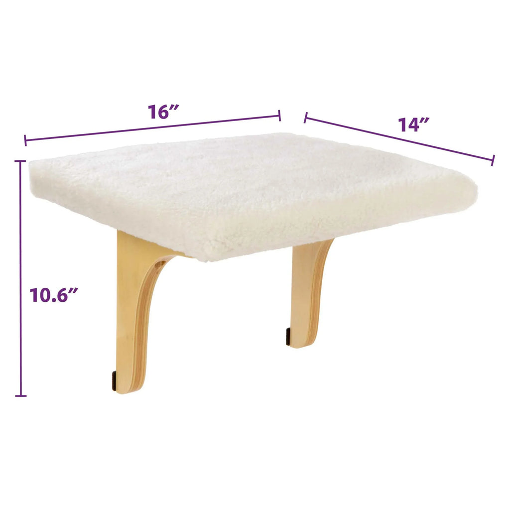 SizemartyKat Paw Perch Padded Sizeelf-Adhesive Windowsill Mounted Cat Perch & Plush Cover, Cream