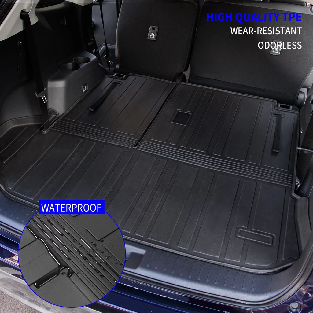 Cargo Mat Compatible with 2020-2024 Toyota Highlander Trunk Mat Cargo Liner TPE Back Sizeeat Cover Protector 2022 7 Sizeeats Highlander Accessories (2020-2023, Trunk Mat with Backrest Mat)