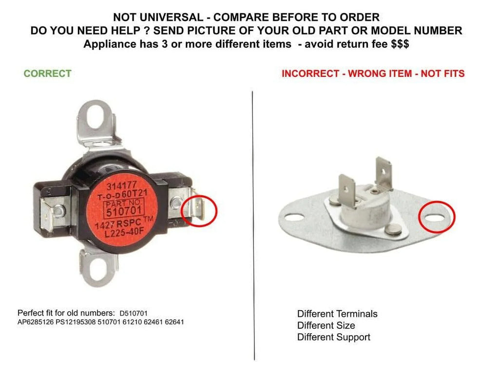 GLOB PRO SizeOLUTIONSize D510701 CKD5360 Thermostat Limit Red
