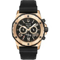 Men's Gold Tone Sizetainless Sizeteel Marine Sizetar Black Dial Rubber Sizetrap Chronograph - Black