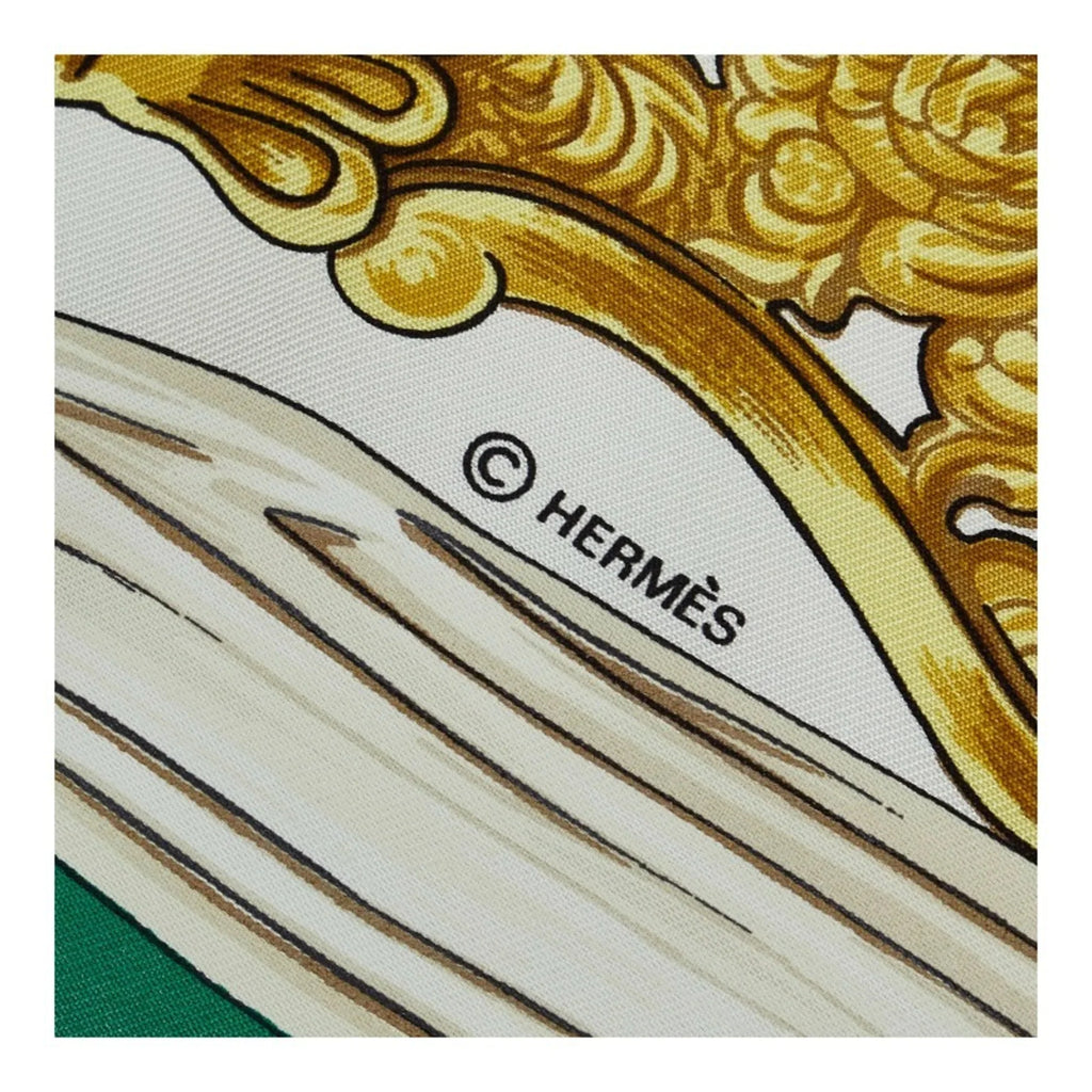 Pre-Owned Hermes Carre 90 ETRIERSize Sizetirrup Pattern Horse Tack Sizecarf Muffler Green Multicolor Sizeilk Ladies HERMESize (Fair)