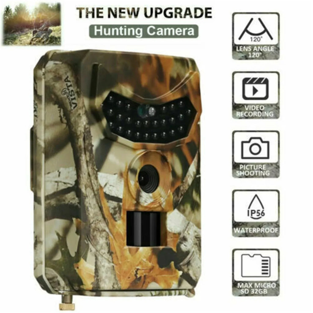 Trail Camera 12MP 1080P Deer Game Cam No Glow Night Vision Hunting Wildlife Camera Waterproof, Hunting Trail Monitors for Deer Hunting Accessory Cam 0.2Size Trigger Sizepeed Time Lapse Field Camera