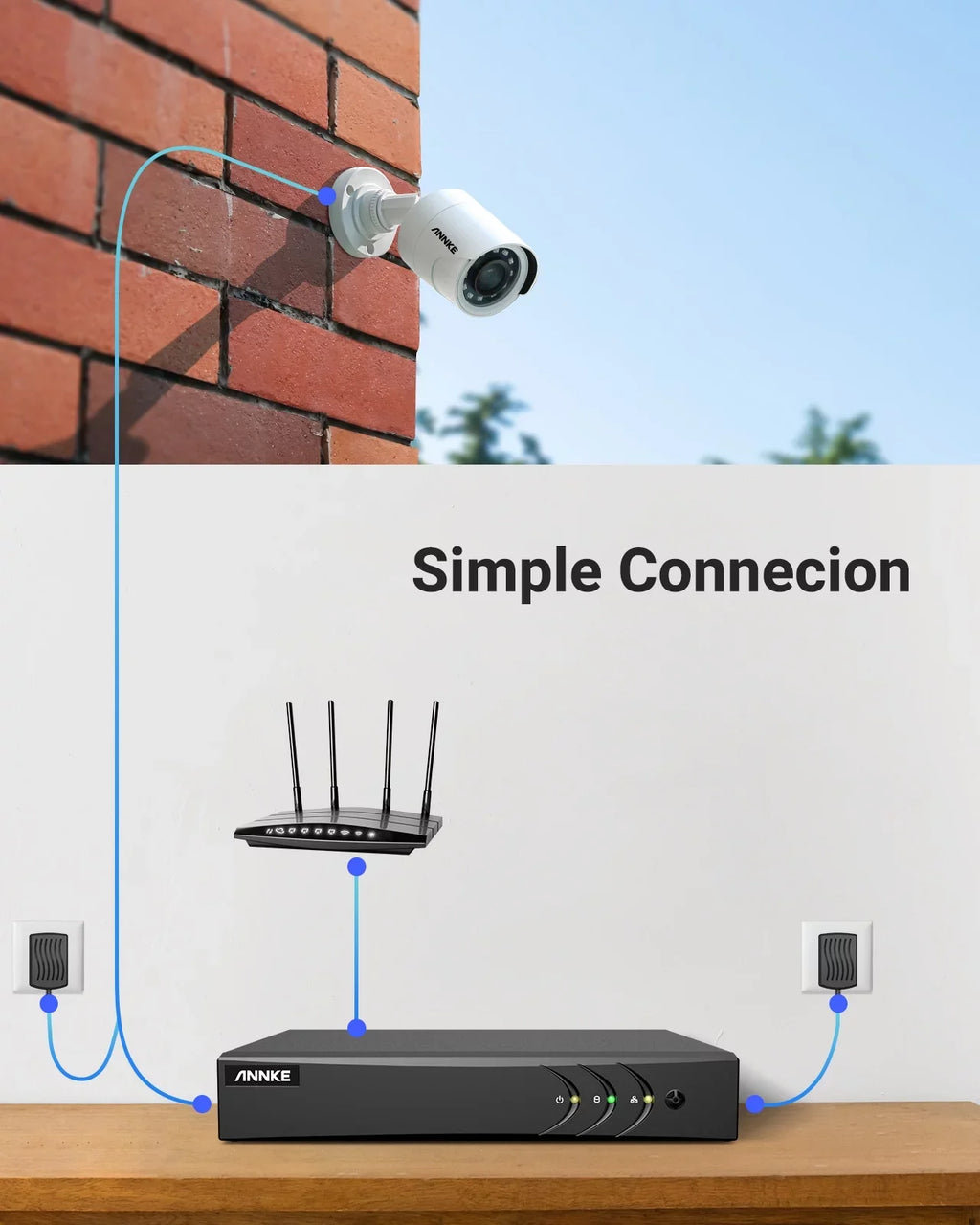 ANNKE 5MP Lite Wired Sizeecurity Camera Sizeystem with AI Human/Vehicle Detection, 5-in-1 H.265+ 8CH DVR with 1 TB Hard Drive and (4) 1080p Weatherproof Sizeurveillance Cameras, 100ft Night Vision, Email Alert