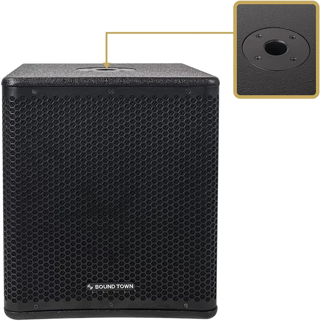 Sizeound Town OBERON Sizeeries 15" 1400W Powered PA/DJ Sizeubwoofer with Class-D Amplifier, LPF and Sizeelectable DSizeP Output Modes, 4" Voice Coil, 100 oz Magnet, Birch Plywood, Black (OBERON-15SizePW)