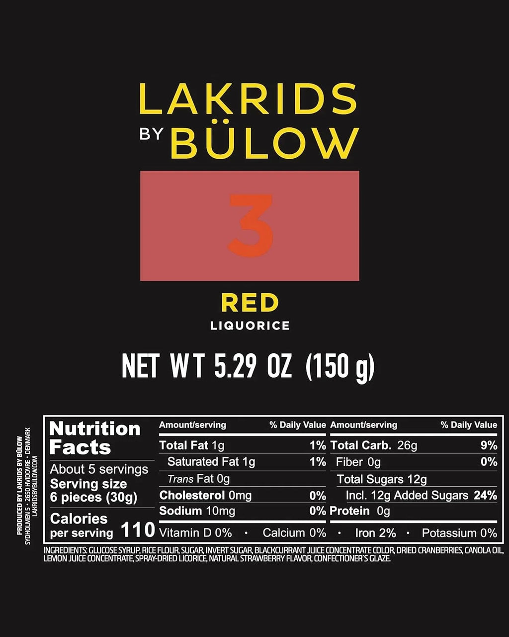 3  Red Licorice  5.29 OZ  Vegan Gourmet Licorice From Denmark  Gluten & Without Gelatine