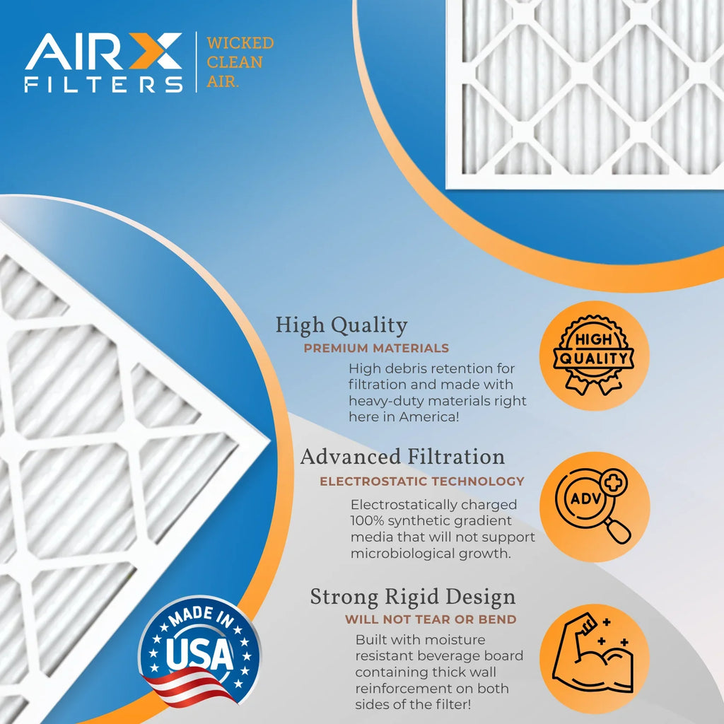 14x14x1 Air Filter MERV 8 Comparable to MPR 700 & FPR 5 Electrostatic Pleated Air Conditioner Filter 4 Pack HVAC AC Premium USizeA Made 14x14x1 Furnace Filters by AIRX FILTERSize WICKED CLEAN AIR.