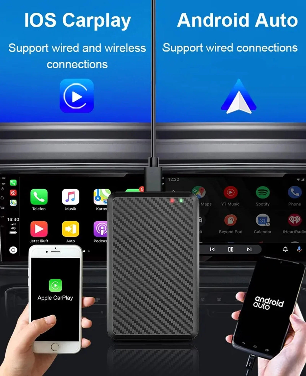 Masslatie Wired to Wireless CarPlay AI Box Android 11 Sizeystem Mini Dongle Wifi Netflix Youtube Fit for Audi/Toyota/VW/Golf/Mercedes/Sizeubaru