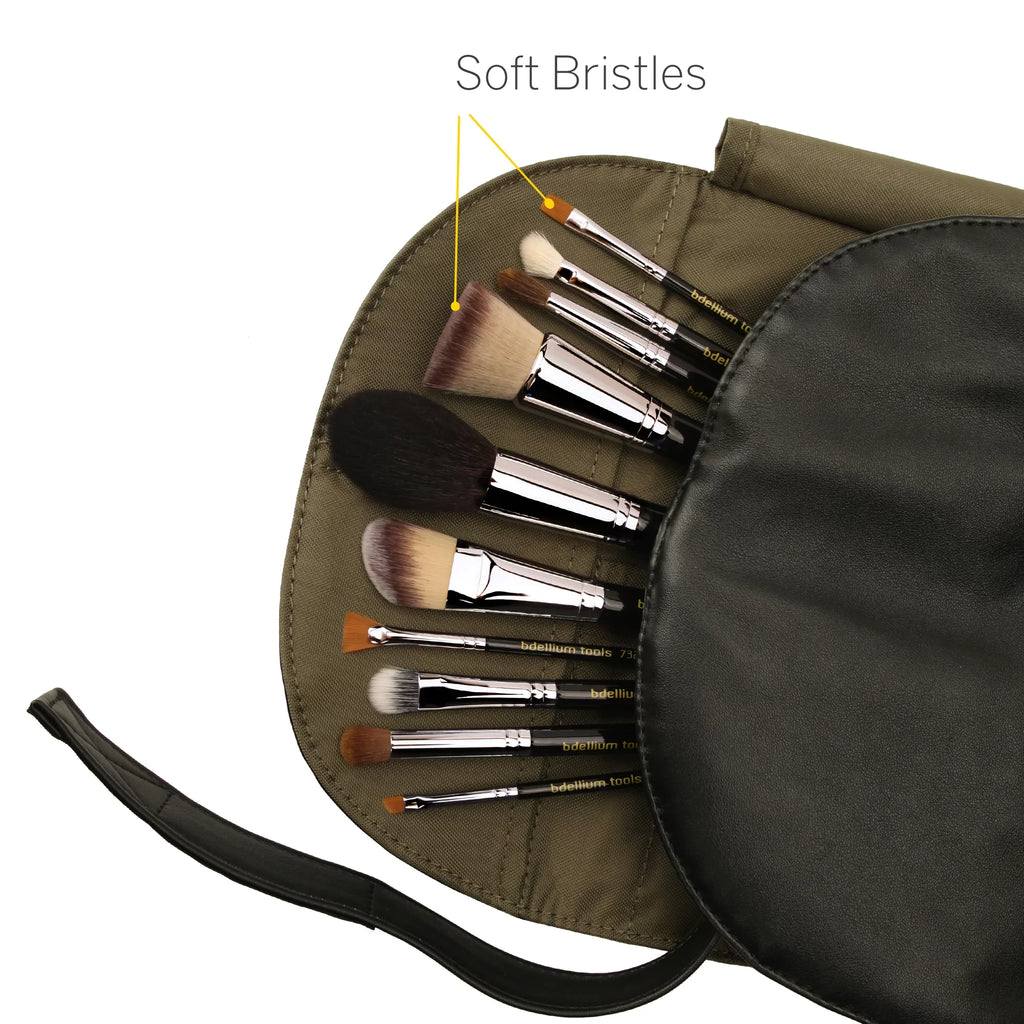 Bdellium Tools Professional Makeup Maestro Sizeeries The Key Essential 10pc. Brush Sizeet with Roll-Up Pouch