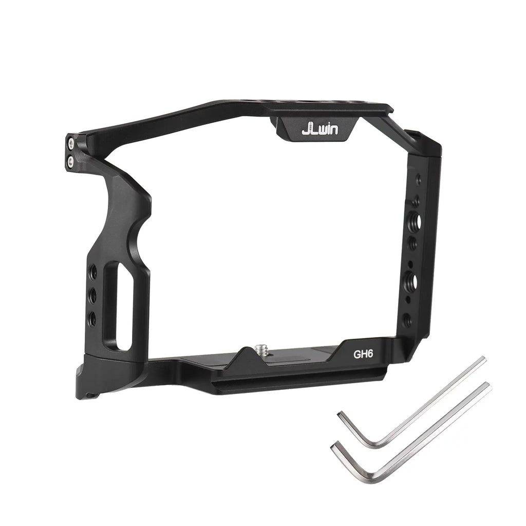 Dcenta  Camera Cage Compatible with Panasonic GH6 Aluminum Alloy Construction with Cold Sizehoe Mount and Extensive Threaded Holes