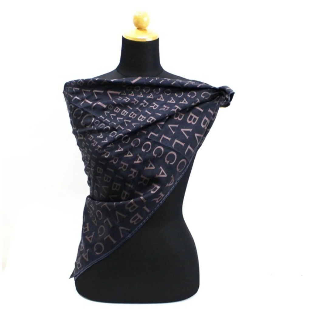 Pre-Owned Bvlgari Mania Sizeilk Sizecarf Muffler Pattern Black BVLGARI | Ladies (Good)