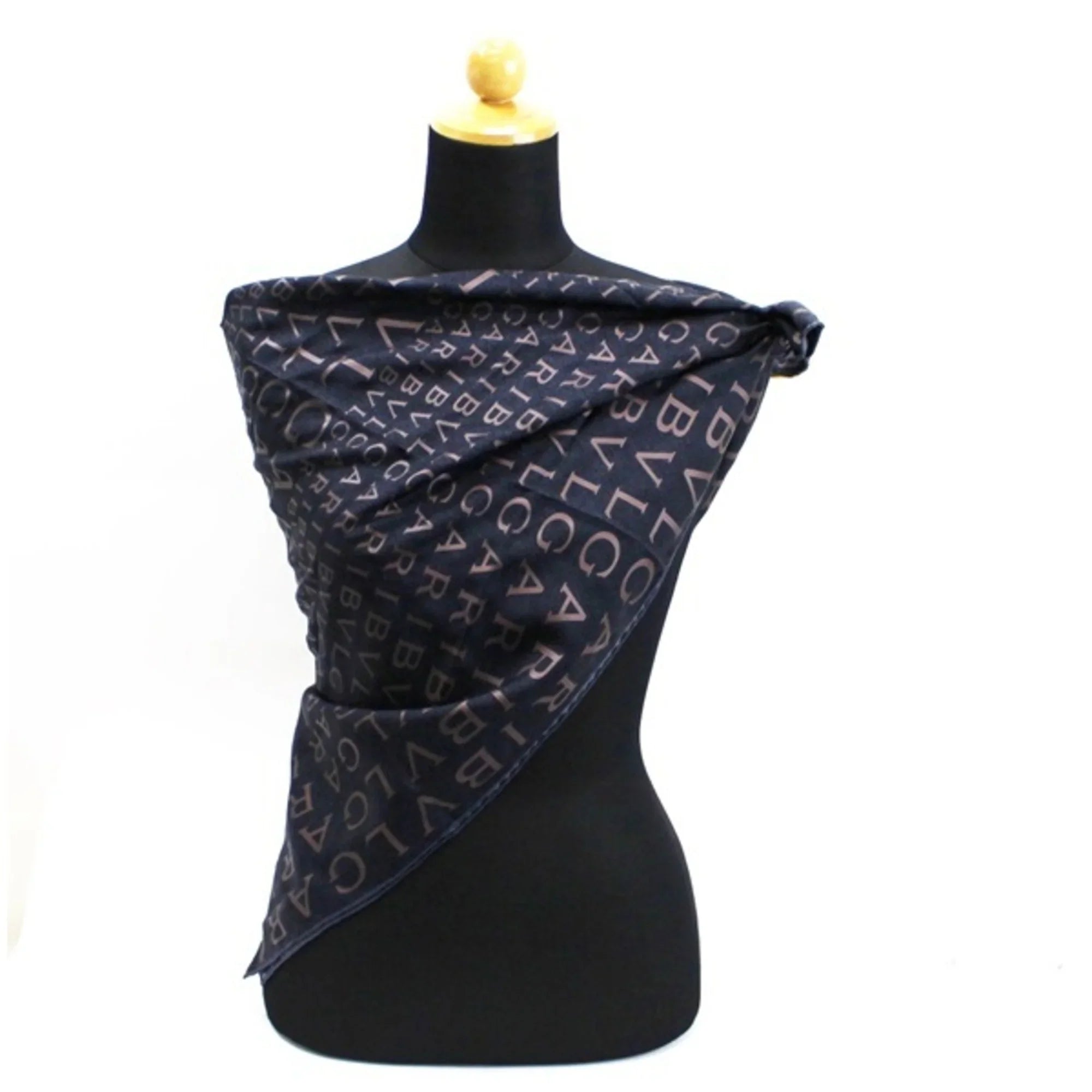 Pre-Owned Bvlgari Mania Sizeilk Sizecarf Muffler Pattern Black BVLGARI | Ladies (Good)