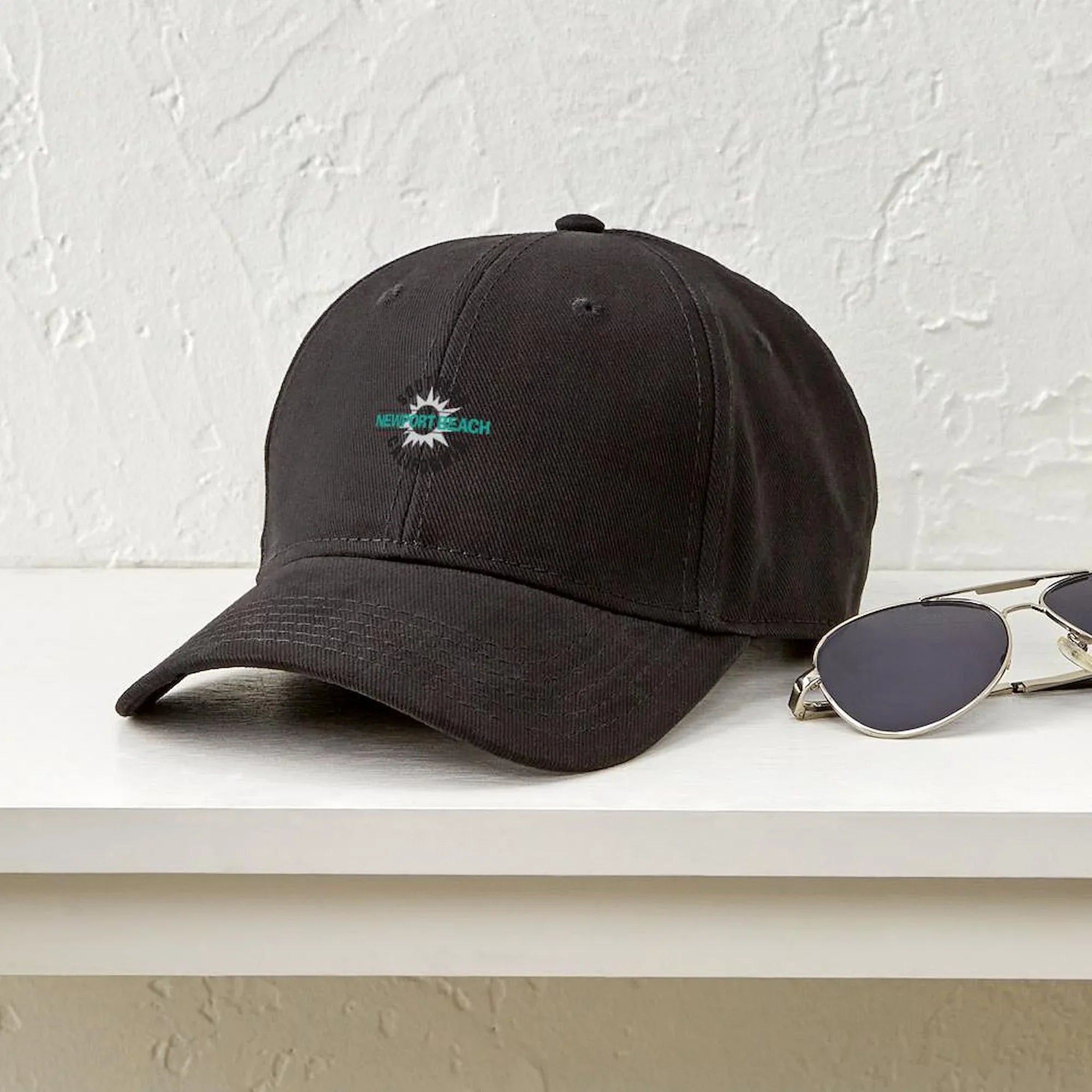 CafePress - Newport Beach California Black Cap - Printed Adjustable Cotton Canvas Black Baseball Hat