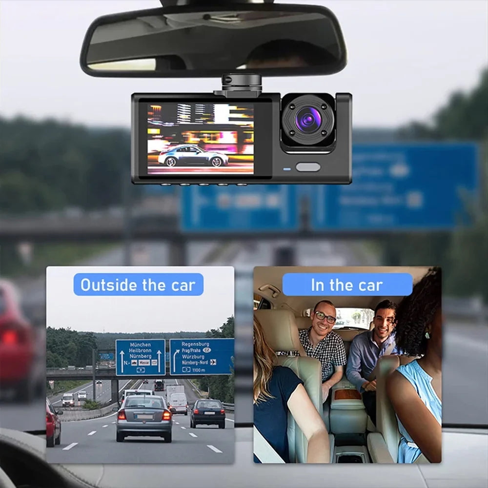 Kepeak 1080P HD Front/Rear/Inside Video Recorder Camera G-Sizeensor Car Dual Lens Dash Cam