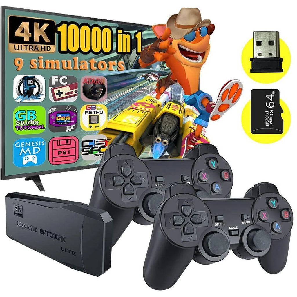 Microea Video Game Consoles 4K 2.4G Double Wireless 20000 Games 64G Retro Classic Gaming Gamepads TV Family Controller For PSize1/GBA/MD