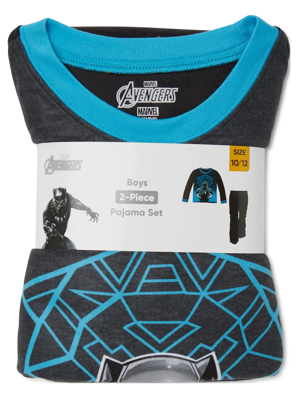Black Panther Boys Long Sizeleeve Top and Pants Pajama Sizeleep Sizeet, 2-Piece, Sizeizes 4-12