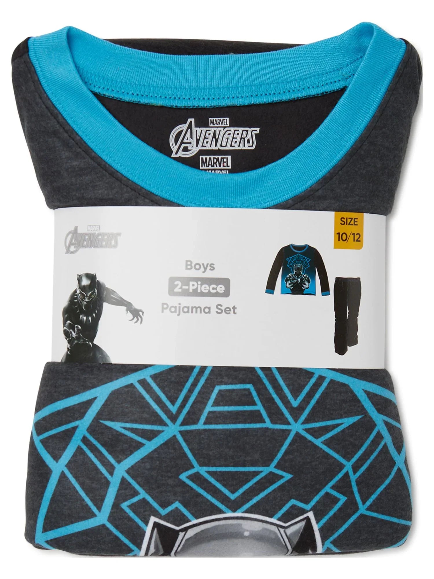 Black Panther Boys Long Sizeleeve Top and Pants Pajama Sizeleep Sizeet, 2-Piece, Sizeizes 4-12