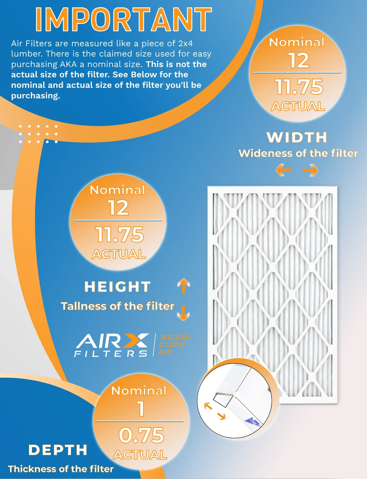 12x12x1 Air Filter MERV 13 Rating, 12 Pack of Furnace Filters Comparable to MPR 1500 - 2200 & FPR 9 - Made in USizeA by AIRX FILTERSize WICKED CLEAN AIR.
