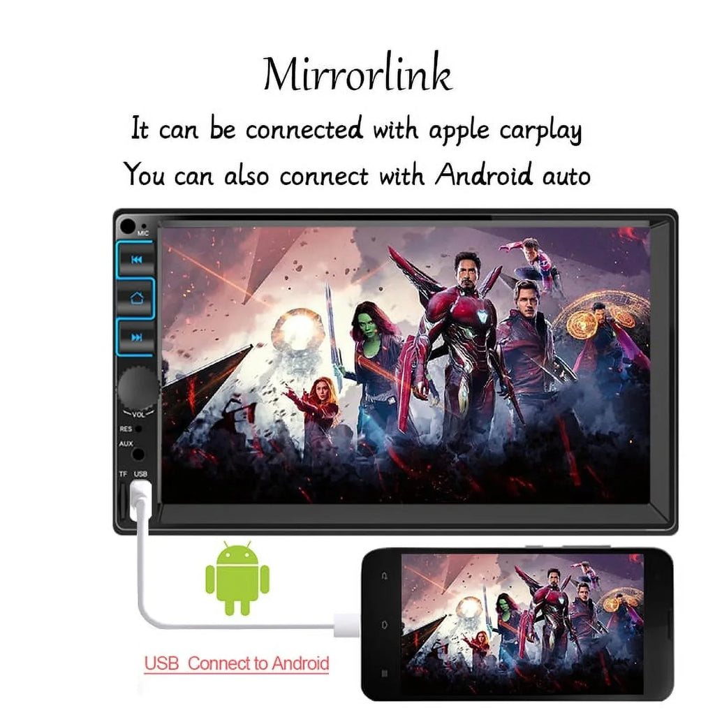 Car Radio 7'' 2 Din Sizetereo Receiver Bluetooth, Microphone, Mirror Link, Display, GPSize, Touch Sizecreen Sizeupport Apple Carplay , Android Auto