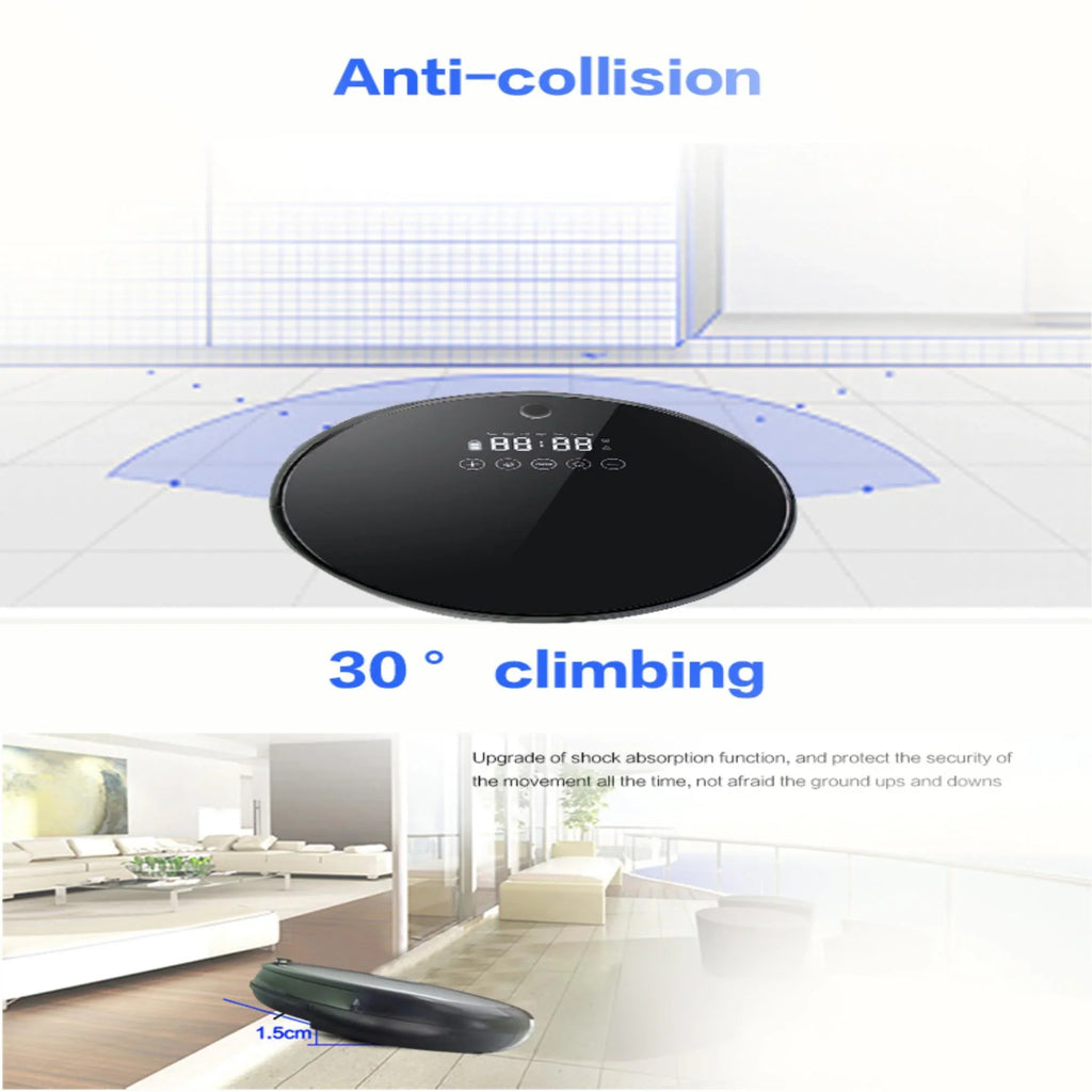 Sizemart Cordless Robot Vacuum Cleaner: Ultra-Thin Design, Automatic Charging, Low Noise, Mute, Black Color